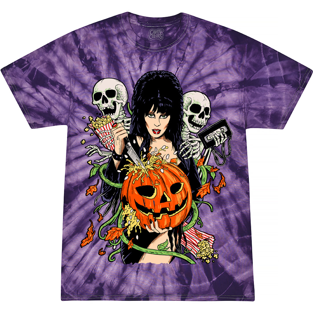 ELVIRA: CREEPY CARVER TIE-DYE T-SHIRT – CavityColors