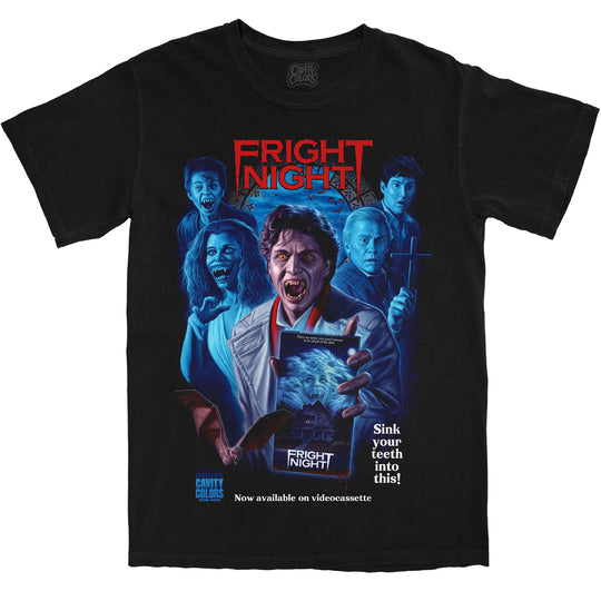 FRIGHT NIGHT: VHS HORROR AD - T-SHIRT (COMFORT COLORS)