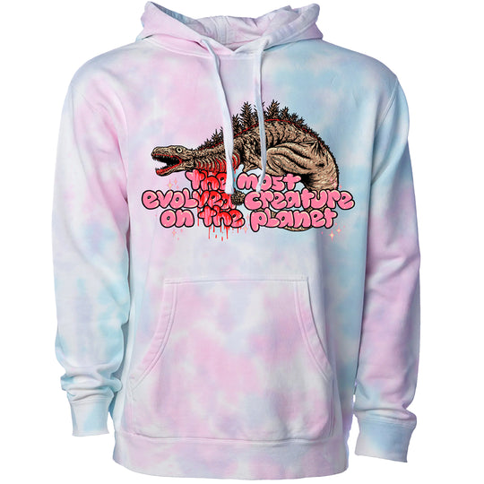 SHIN GODZILLA: THE MOST EVOLVED CREATURE - PULLOVER HOODIE (BABY BLUE & PINK TIE DYE)