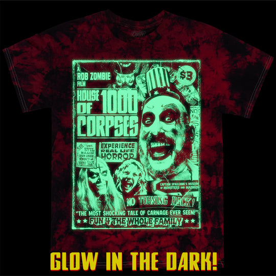 HOUSE OF 1000 CORPSES: REAL LIFE HORROR - TIE-DYE T-SHIRT (GLOW IN THE DARK