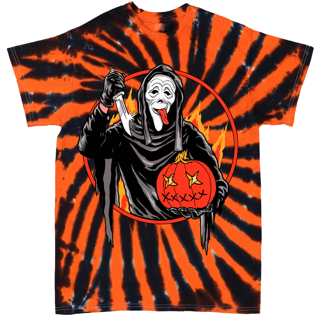 GHOST FACE SPOOF: CREEPY CARVER - TIE-DYE T-SHIRT