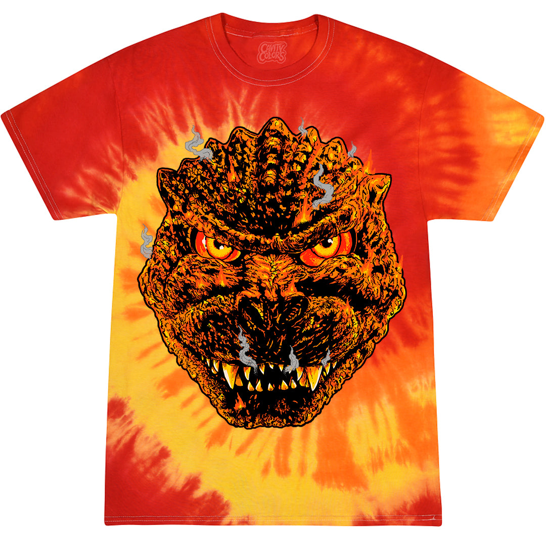 "BURNING" GODZILLA - TIE-DYE T-SHIRT (RED HOT TIE-DYE) – CavityColors