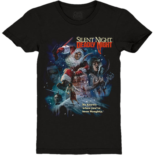 SILENT NIGHT DEADLY NIGHT: HE KNOWS - LADIES T-SHIRT
