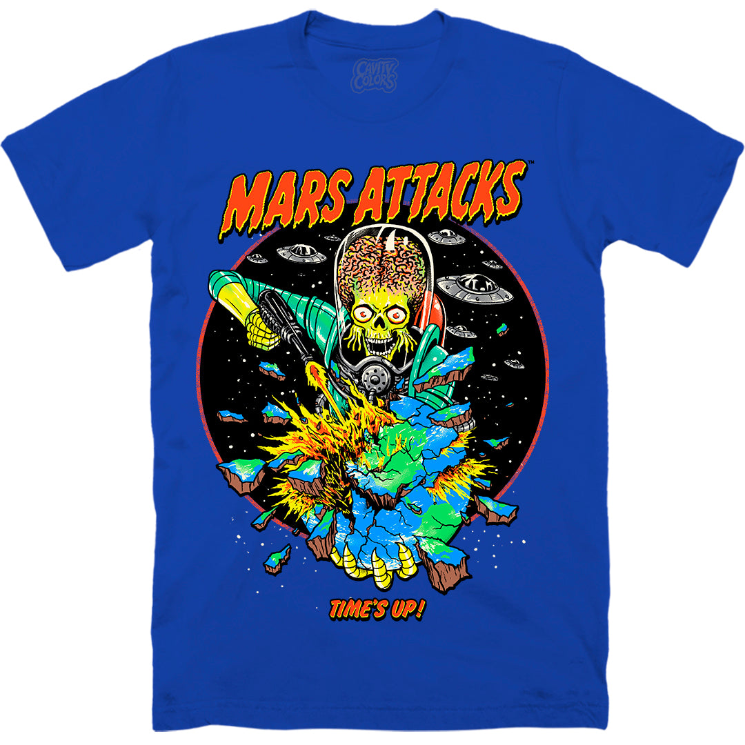 MARS ATTACKS: TIME'S UP - T-SHIRT (RETRO BLUE)