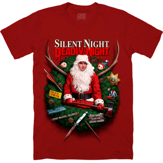 SILENT NIGHT DEADLY NIGHT: FESTIVE FRIGHT - T-SHIRT (HOLLY RED)
